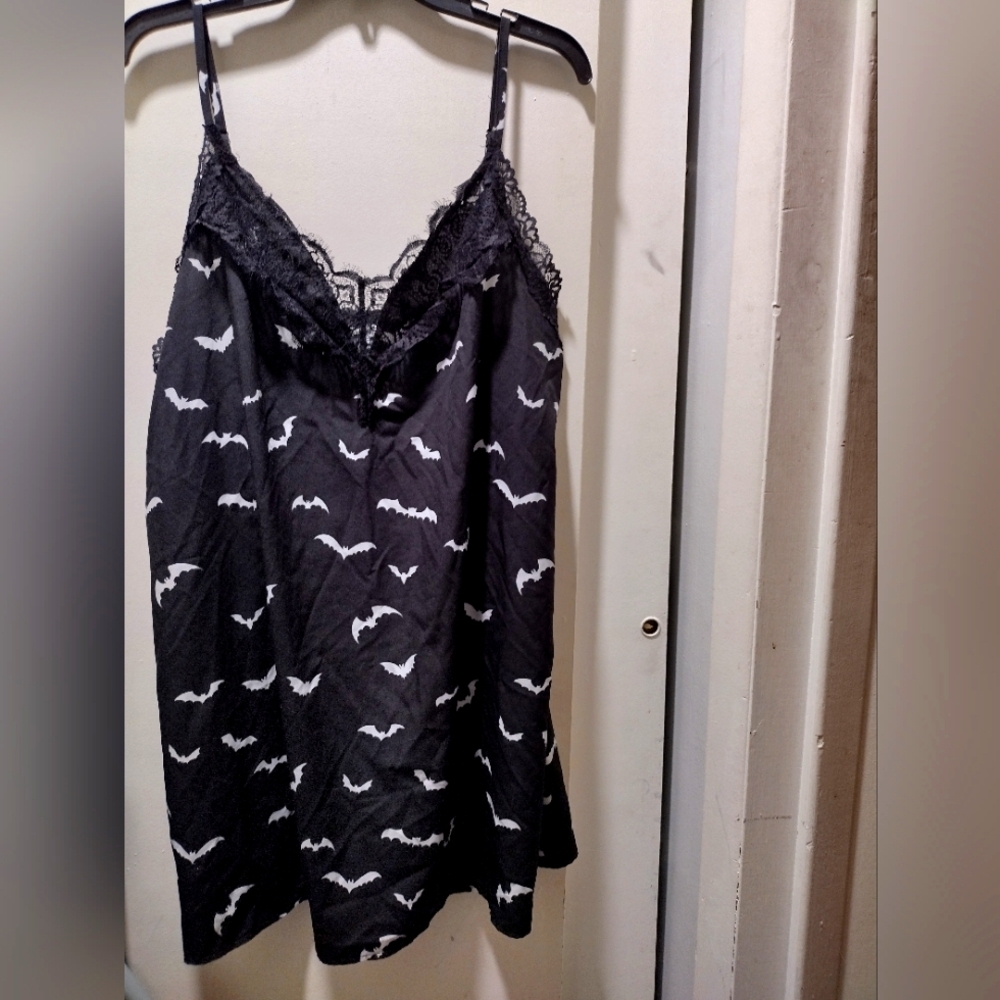 Bat goth night gown chemise sleepwear strapped slip
